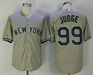 Men's New York Yankees #99 Aaron Judge Gray Road Stitched MLB Majestic Cool Base Jersey