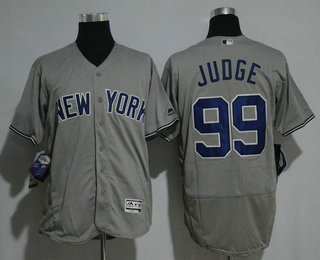 Men's New York Yankees #99 Aaron Judge Gray Road Stitched MLB Majestic Flex Base Jersey