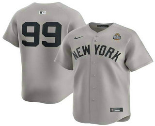 Men's New York Yankees #99 Aaron Judge Gray Without Name 2024 World Series Home Limited Stitched Jersey