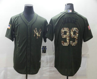 Men's New York Yankees #99 Aaron Judge Green Salute To Service Stitched MLB Cool Base Nike Jersey