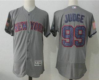 Men's New York Yankees #99 Aaron Judge Grey 2017 Stars & Stripes Stitched MLB Majestic Flex Base Jersey