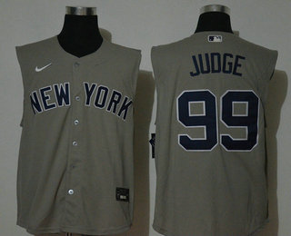 Men's New York Yankees #99 Aaron Judge Grey 2020 Cool and Refreshing Sleeveless Fan Stitched MLB Nike Jersey