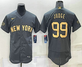 Men's New York Yankees #99 Aaron Judge Grey 2022 All Star Stitched Flex Base Nike Jersey