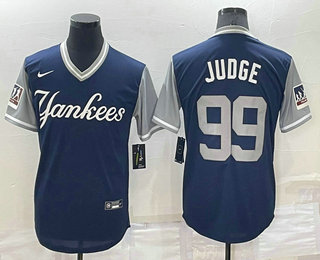 Men's New York Yankees #99 Aaron Judge Judge Navy 2018 LLWS Players Weekend Stitched Nickname Nike Jersey