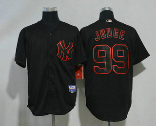 Men's New York Yankees #99 Aaron Judge Lights Out Black Pinstripe Stitched MLB Cool Base Jersey