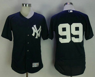 Men's New York Yankees #99 Aaron Judge Navy Blue No Name Stitched MLB Majestic Flex Base Jersey