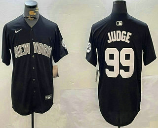 Men's New York Yankees #99 Aaron Judge Navy With Patch Limited Stitched Jersey