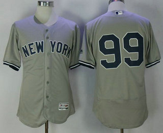 Men's New York Yankees #99 Aaron Judge No Name Gray Road Stitched MLB Majestic Flex Base Jersey