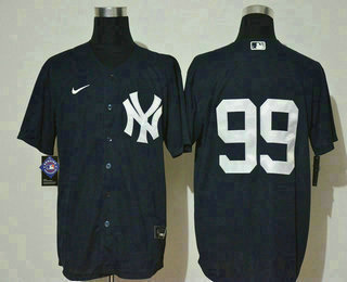 Men's New York Yankees #99 Aaron Judge No Name Navy Blue Stitched MLB Cool Base Nike Jersey