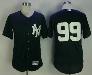 Men's New York Yankees #99 Aaron Judge No Name Navy Blue Stitched MLB Majestic Cool Base Jersey