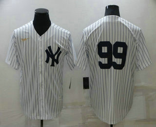 Men's New York Yankees #99 Aaron Judge No Name White Throwback Stitched MLB Cool Base Nike Jersey