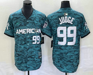 Men's New York Yankees #99 Aaron Judge Teal 2023 All Star Cool Base Stitched Baseball Jersey