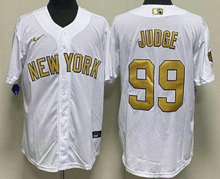 Men's New York Yankees #99 Aaron Judge White 2022 All Star Stitched Cool Base Nike Jersey