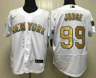 Men's New York Yankees #99 Aaron Judge White 2022 All Star Stitched Flex Base Nike Jersey