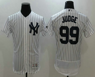 Men's New York Yankees #99 Aaron Judge White Name Home Stitched MLB 2016 Majestic Flex Base Jersey