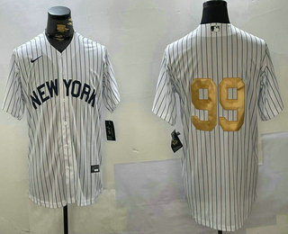 Men's New York Yankees #99 Aaron Judge White Pinstripe Without Name Fashion Cool Base Jersey