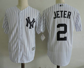 Men's New York Yankees 2 Derek Jeter White Home Stitched MLB Majestic Cool Base Jersey