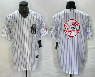 Men's New York Yankees Big Logo White With Patch 2024 Cool Base Stitched Jersey