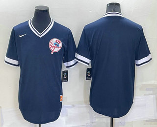 Men's New York Yankees Blank Blue Nike Cooperstown Collection Legend V Neck Jersey