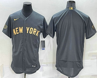 Men's New York Yankees Blank Grey 2022 All Star Stitched Flex Base Nike Jersey