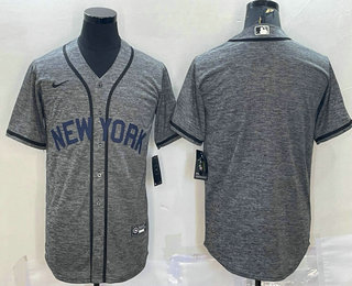 Men's New York Yankees Blank Grey Gridiron Cool Base Stitched Baseball Jersey