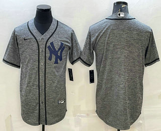 Men's New York Yankees Blank Grey Gridiron Cool Base Stitched Baseball Jersey