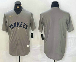 Men's New York Yankees Blank Grey Stitched Nike Throwback Jersey