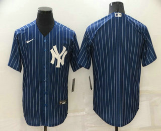 Men's New York Yankees Blank Navy Blue Pinstripe Stitched MLB Cool Base Nike Jersey