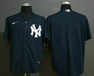 Men's New York Yankees Blank Navy Blue White Number Stitched MLB Cool Base Nike Jersey