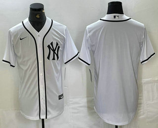 Men's New York Yankees Blank White Cool Base Stitched Jersey