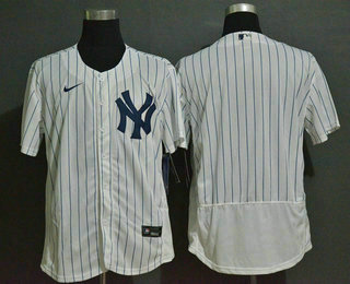 Men's New York Yankees Blank White Home Stitched MLB Flex Base Nike Jersey