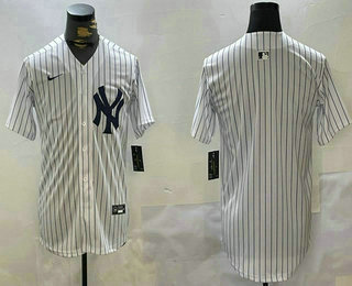 Men's New York Yankees Blank White Pinstripe Cool Base Jersey