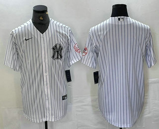 Men's New York Yankees Blank White With Patch 2024 Cool Base Stitched Jersey