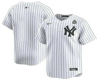 Men's New York Yankees Blank White Without Name 2024 World Series Home Limited Stitched Jersey