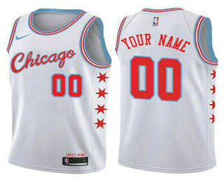 Men's Nike Chicago Bulls Customized Authentic White NBA Jersey - City Edition