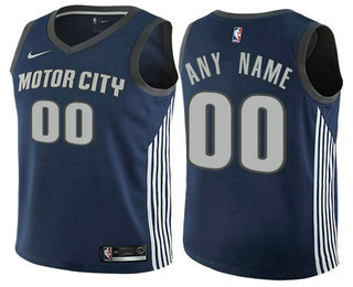 Men's Nike Detroit Pistons Customized Authentic Navy Blue NBA Jersey - City Edition