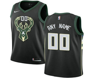 Men's Nike Milwaukee Bucks Customized Swingman Black Alternate NBA Jersey - Statement Edition