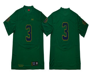 Men's Norte Dame Fighting Irish #3 Joe Montana Green No Name 2017 College Football Stitched Under Armour NCAA Jersey