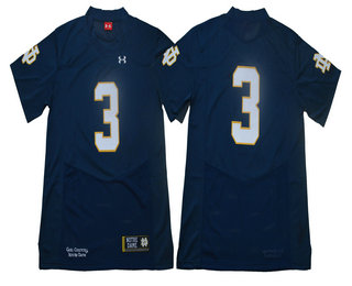 Men's Norte Dame Fighting Irish #3 Joe Montana Navy Blue No Name 2017 College Football Stitched Under Armour NCAA Jersey