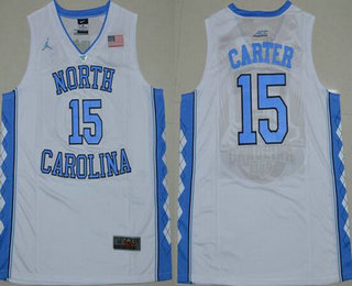 Men's North Carolina Tar Heels #15 Vince Carter 2016 White Swingman College Basketball Jersey