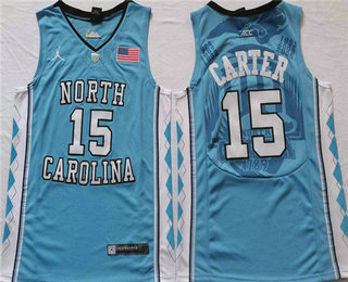 Men's North Carolina Tar Heels #15 Vince Carter Blue ACC College Basketball Jersey