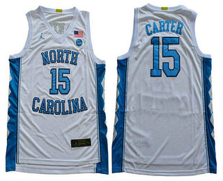 Men's North Carolina Tar Heels #15 Vince Carter White 2019 College Basketball Brand Jordan Swingman Stitched NCAA Jersey