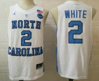Men's North Carolina Tar Heels #2 Coby White White College Basketball Jersey