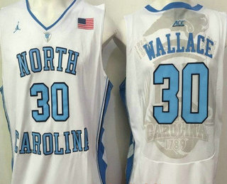 Men's North Carolina Tar Heels #30 Rasheed Wallace White College Basketball 2017 Brand Jordan Swingman Stitched NCAA Jersey