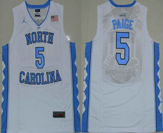 Men's North Carolina Tar Heels #5 Marcus Paige 2016 White Swingman College Basketball Jersey