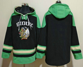 Men's North Dakota Fighting Sioux Blank Black Ageless Must Have Lace Up Pullover Hoodie