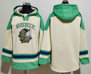 Men's North Dakota Fighting Sioux Blank Cream Ageless Must Have Lace Up Pullover Hoodie