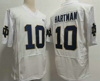 Men's Notre Dame Fighting Irish #10 Sam Hartman Elite White Player Name College Football Jersey