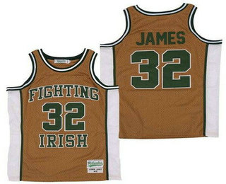 Men's Notre Dame Fighting Irish #32 Lebron James Brown College Basketball Jersey