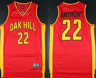 Men's Oak Hill Academy High School #22 Carmelo Anthony Red Soul Swingman Basketball Jersey